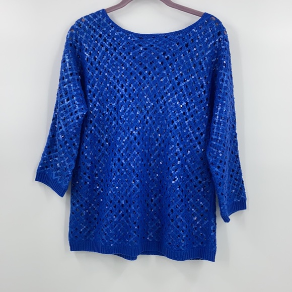 Blue crochet vibe knit sweater with sequins - Picture 10 of 10